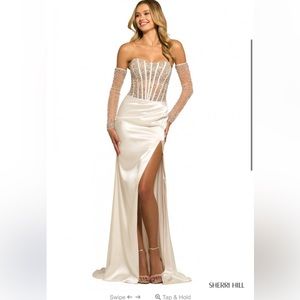 Sherri Hill White Dress with Sleeves